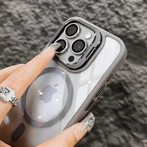 Funda Para iPhone Magsafe Uso Rudo De Transparente Con Soporte + Mica Cámara + Correas