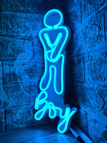 Letrero Neon Baño Boy Efecto Espejo (wc Hombres)