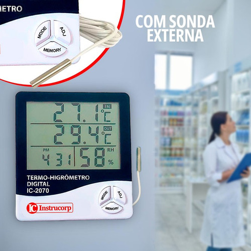 Termo-higrômetro Digital Com Sensor Externo Calibrado