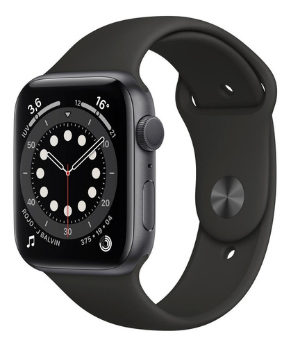 Imagen 1 de 8 de Apple Watch Series 6 (GPS) - Caja de aluminio gris espacial de 44 mm - Correa deportiva negro