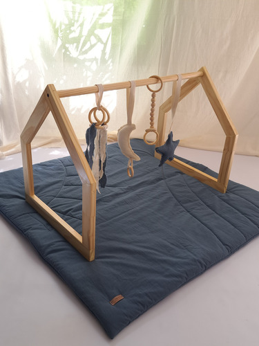 Gimnasio Montessori De Madera + Play Matt Azul Acero