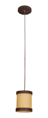 Lustre Pendente Straw Mini Palha Natural Imbuia Muller Cor Marrom 110v/220v