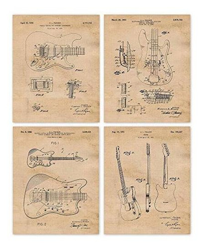 Posters Impresiones De Carteles De Patente De Guitarra Fende