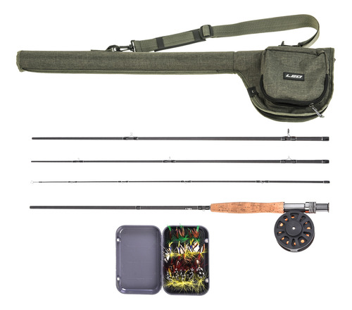 Combo De Caña Y Carrete De Pescar Con Mosca Con Bolsa, Kit D