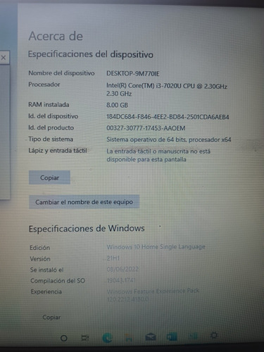 Laptop Lenovo Windows 10 Home (Usado)