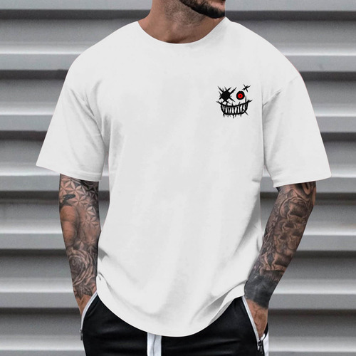 Camiseta Estampada Con Cuello Redondo De Verano Para Hombre