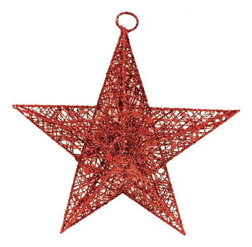 Estrella Alambre Roja Brillante Decoración - Sheshu Navidad