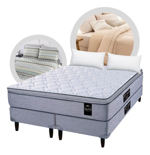 Conjunto King Koil Kensington 180 Almohadas Sabana Acolchado