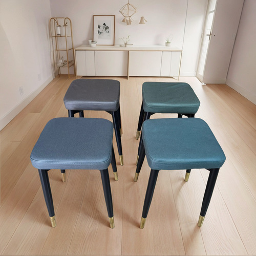 Set 4 Taburetes Apilables Negro Con Dorado Cocina, Jardin