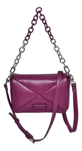 Bolsa Matelassê Quadrada Via Marte Alça Longa B1-153 Cor Roxo