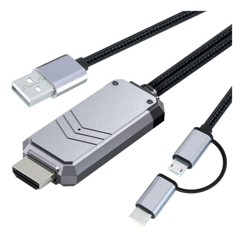. Cable 2 En 1 Tipo C / Micro Usb A Hdmi, Adaptador Hdmi De