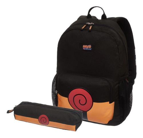 Mochila De Costas Naruto Uzumaki Escolar Com Estojo Infantil