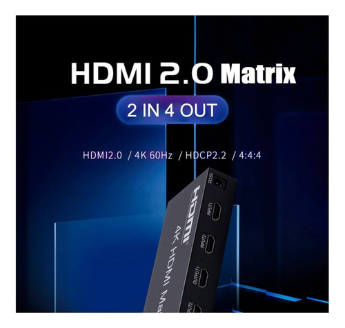 Matrix Hdmi 2x4 Puertos 2.0 4k 60hz Splitter Switch Hdmi Hdr