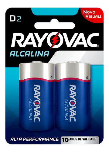 Pilha Alcalina D Rayovac Bateria Grande Lr20 2 Unidades