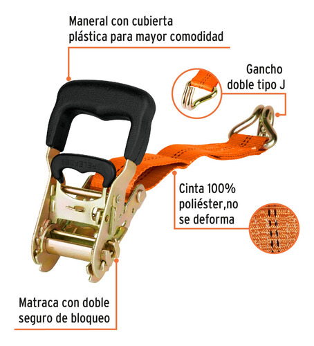 Eslinga Con Matraca 5 Mt X 1.1/2 Para 2250 Kg Truper Su-2250