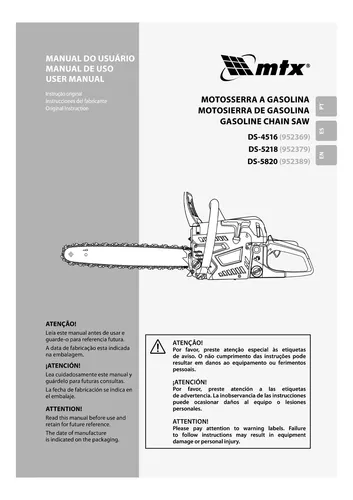 Motosserra A Gasolina Sabre Oregon Ds-5820 58cm³ 3,2hp Mtx