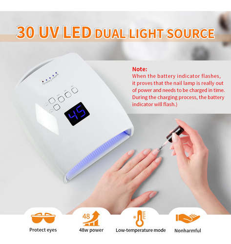 Lámpara De Uñas Led Uv De 48 W, Lámpara De Uñas De Gel, Reca
