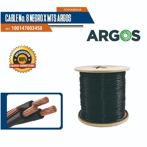 Cable #8 Negro Argos (rollox100)