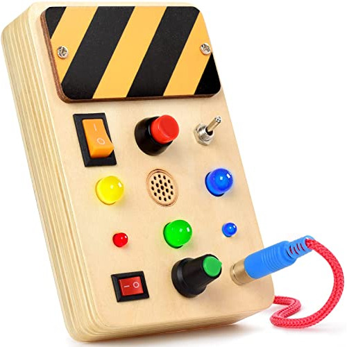 Polkrane Busy Board With Led Light, Sensory Toys For Toddler