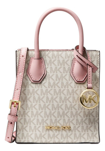 Bolsa Michael Kors Original Mercer Small Vainilla Pink Logo Color Beige