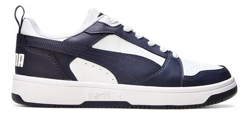 Tênis Casual Masculino Rebound V6 Low Puma Puma White-new Navy Liso 40 Br