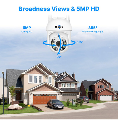 Hiseeu Cámara De Seguridad Inalámbrica 5mp Wifi Cámara Ptz