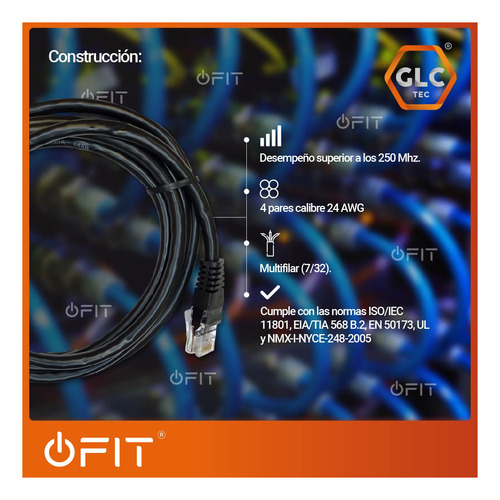 Imagen 4 de 11 de Patch Cord Utp Glc Cat 6 De 1.80 Metros