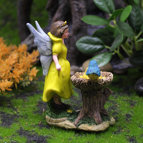 Figuras De Hadas De Jardín Y Pájaros, Decoración De