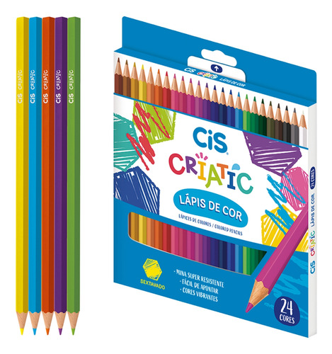 Lápis De Cor Criatic 24 Cores Sextavado Cis