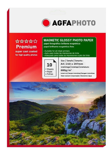 Papel Magnético Agfa 10 Hojas Fotográfico Premium Glossy A4