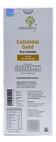 Naturalfa Oro Coloidal 20ppm 1 Litro Sabor Natural