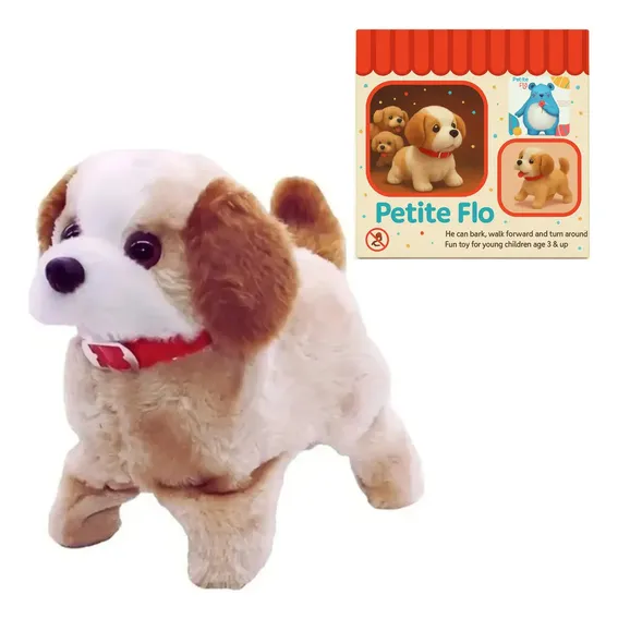 Cachorrinho Pelúcia Anda Pula Late Cambalhota Pilha Cachorro - Petite Flô