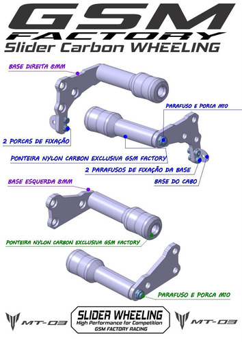 Imagem 3 de 3 de Slider Dianteiro Carbono Mt 03 Yamaha Azul 2015/2020