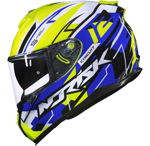 Capacete Moto Norisk Strada Circuit Hv Yellow/blue/black Cor Amarelo / Azul / Preto Tamanho do capacete M - 58