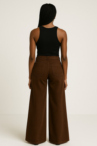 Jeans Wide Leg Marrón