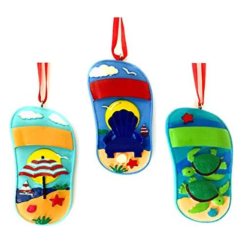 Silla De Playa Flip Flop Coastal Christmas Tree Adornos...