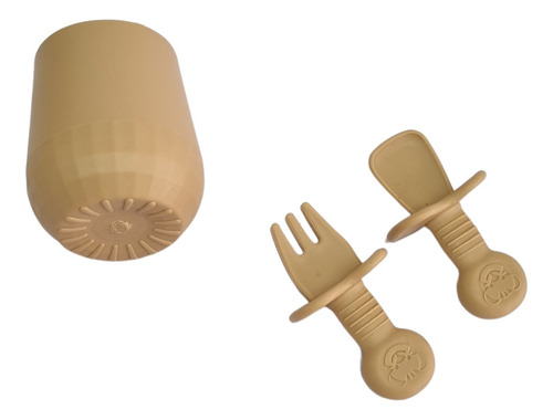 Set Vaso Cuchara Y Tenedor De Silicona Bebe Camel