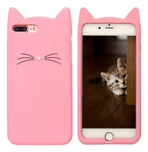 Funda Case 3d Gato Silicona Colores iPhone 5-6-7-8-x Oferta