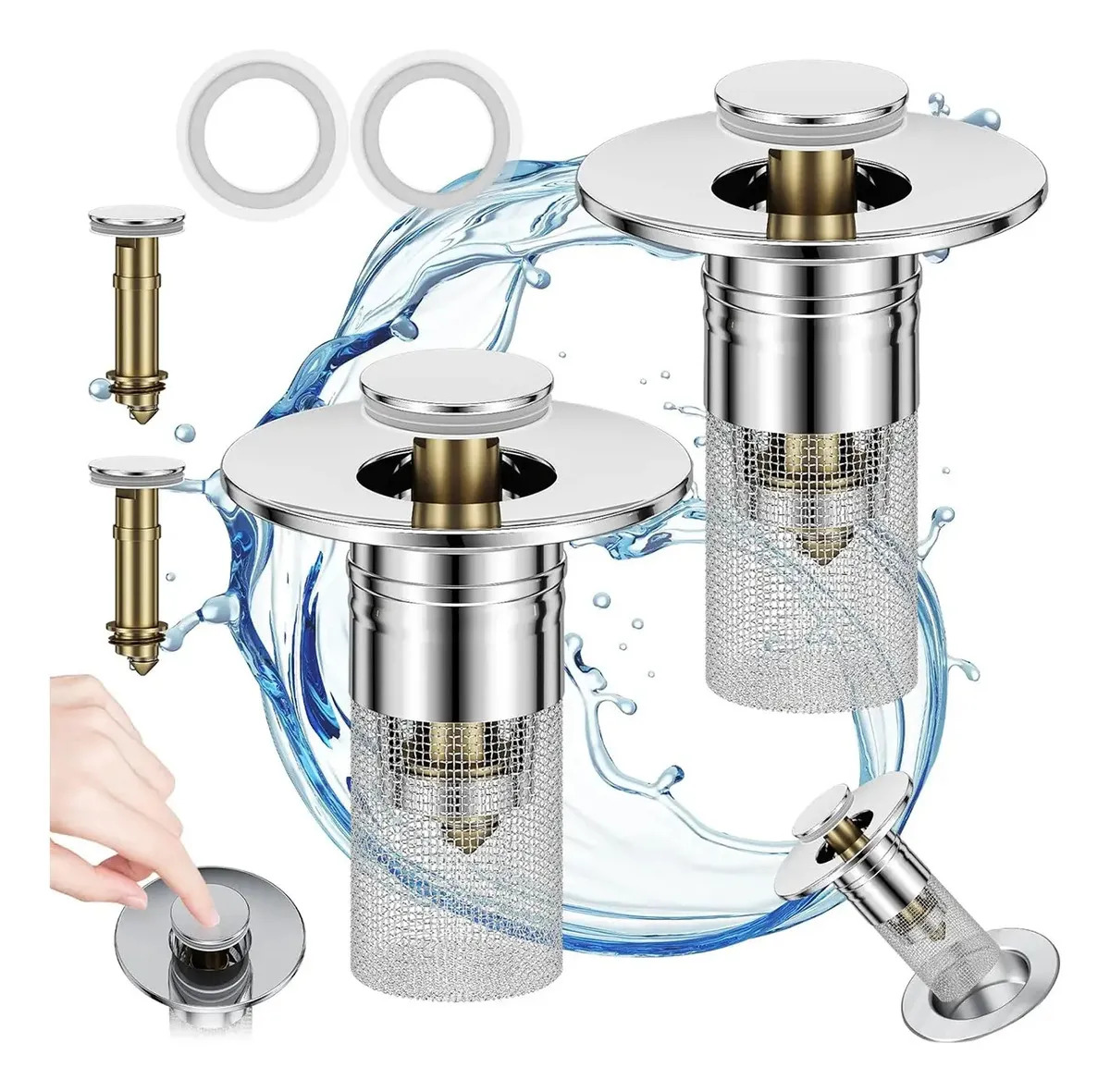 2pz Filtro Tapón Para Ducha Fregadero Drenaje Tapa Universal