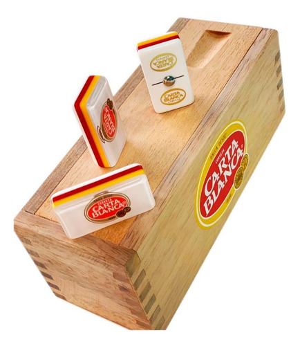 Domino Carta Blanca En Caja De Madera + Cubilete Con Dados