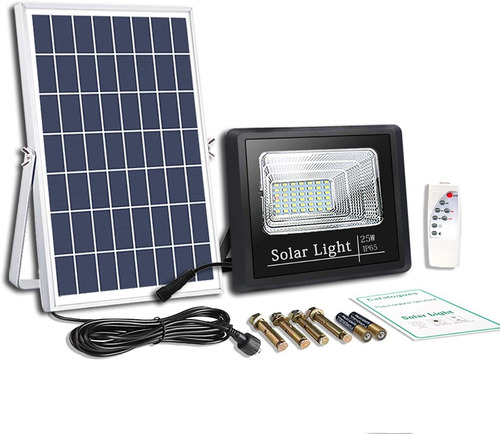 Foco Led Solar Recargable 25w Con Panel Y Control Remoto