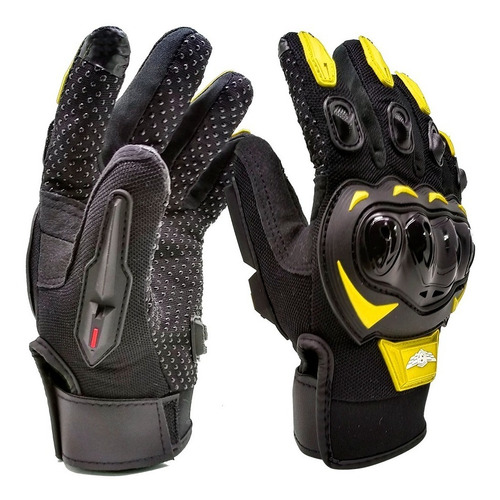 Guantes Motociclista Ironshield Ngo/amaril Touch Limpia Mica Color Negro/Amarillo Talla G