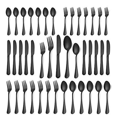 20 Piezas De Material Negro Silverware Set Service Q2zzc