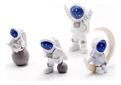 Set 4 Figuras Astronauta Miniatura Decoración Escritorio Tem