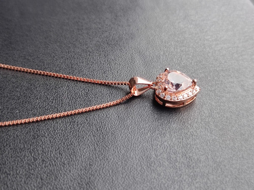 Collar Colgante Plata 925 Con Gema De Morganita Mh1