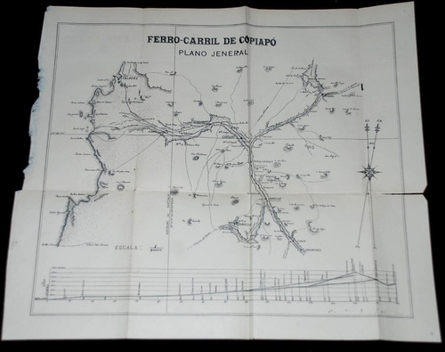 Copiapo Mapa Antiguo Ferrocarril C. 1930