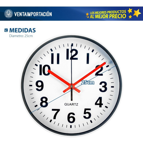 Imagen 3 de 4 de Reloj De Pared 25 Cm Varios Colores Liquidamos Hasta Agotar