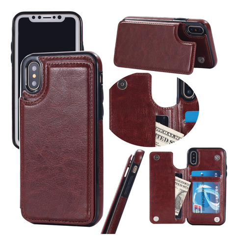 B Funda Carcasa Piel Billetera Con Soporte Para iPhone
