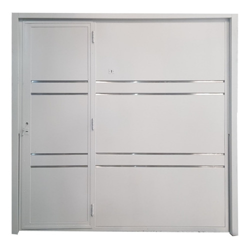 Portón Levadizo Manual C/puerta Y Apliques De Acero 255x205 Gris Oscuro