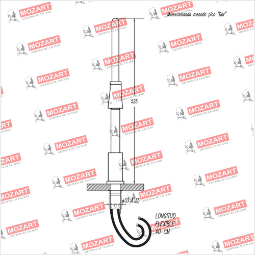 Grifería cocina canilla monocomando Mozart Dallas premium color rojo rociador flexible 9921